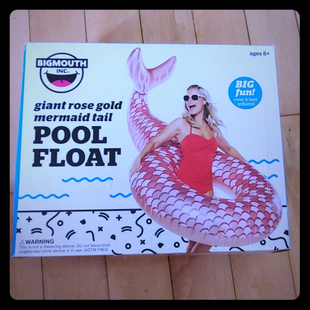 BigMouth giant rose gold mermaid tail pool float